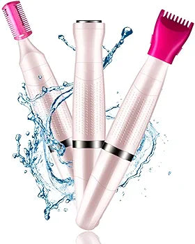 Painless Women's Bikini Trimmer 3in1 Painless Multi Grooming Kit Cordless Wet and Dry Shaver Electric Razor Women's Facial Hair Removal Bikini Trimmer Ladies Eyebrow Body Hair Removal