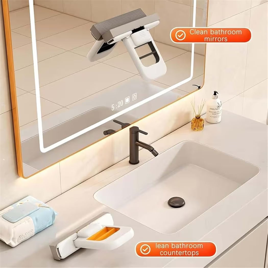 Mini Foldable Desktop Mop Sponge Cleaning Tool, Wet and Dry Use Cleaning System, Durable Hands-Free Lazy Mop for Wet Dry Use on Kitchen, Countertops, Glass Bathroom