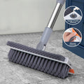 3 in 1 White Tiles Brush with Long Handle, Scraper & Sponge | Bathroom, Tile & Wall Cleaning Brush | Adjustable Handle, 360° Rotating Head, Heavy-Duty Cleaning Tool for Home Use