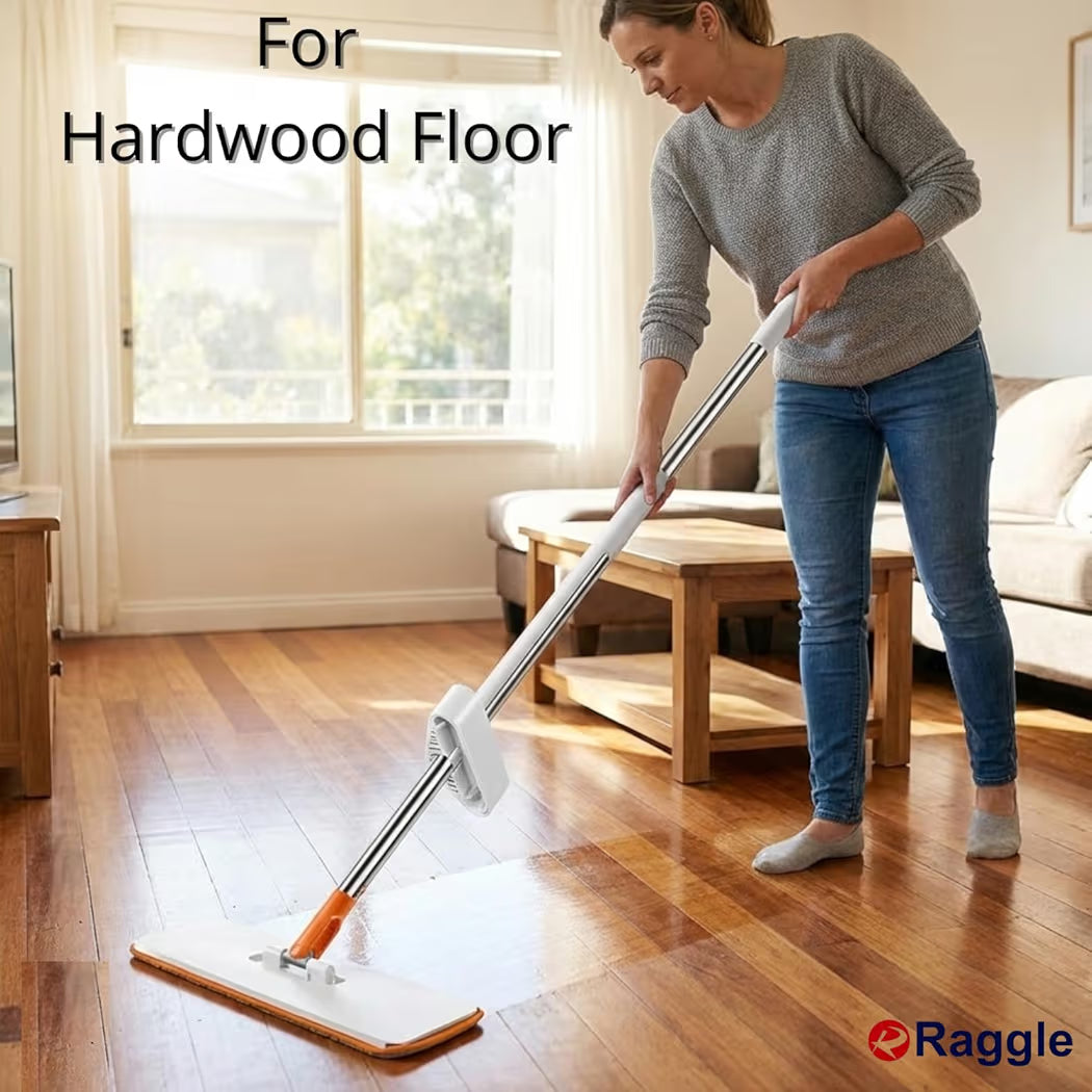 Flat Microfiber Magic Mop for Floor Cleaning,Home Hands Free Squeeze for Floor, Stainless-Steel Handle and Microfiber Refill
