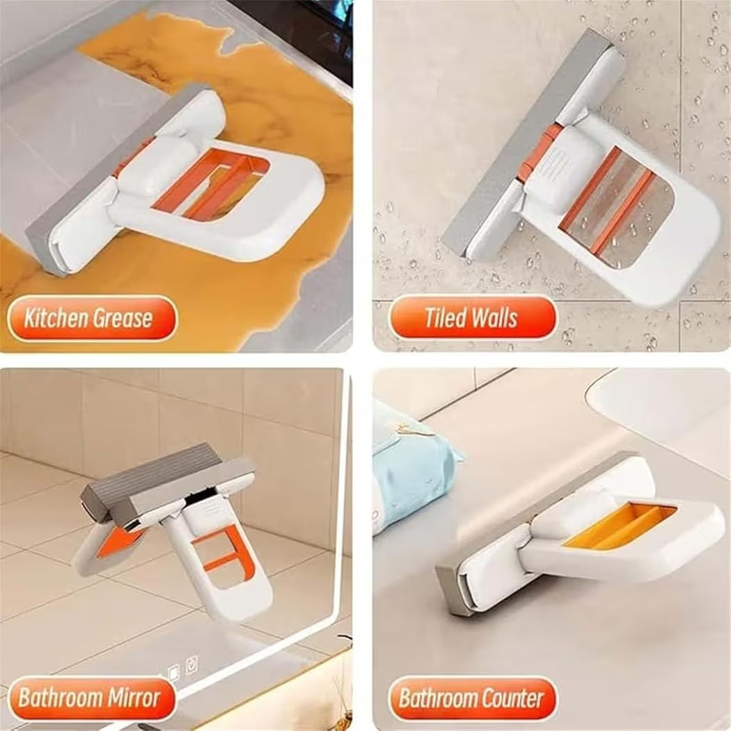 Mini Foldable Desktop Mop Sponge Cleaning Tool, Wet and Dry Use Cleaning System, Durable Hands-Free Lazy Mop for Wet Dry Use on Kitchen, Countertops, Glass Bathroom