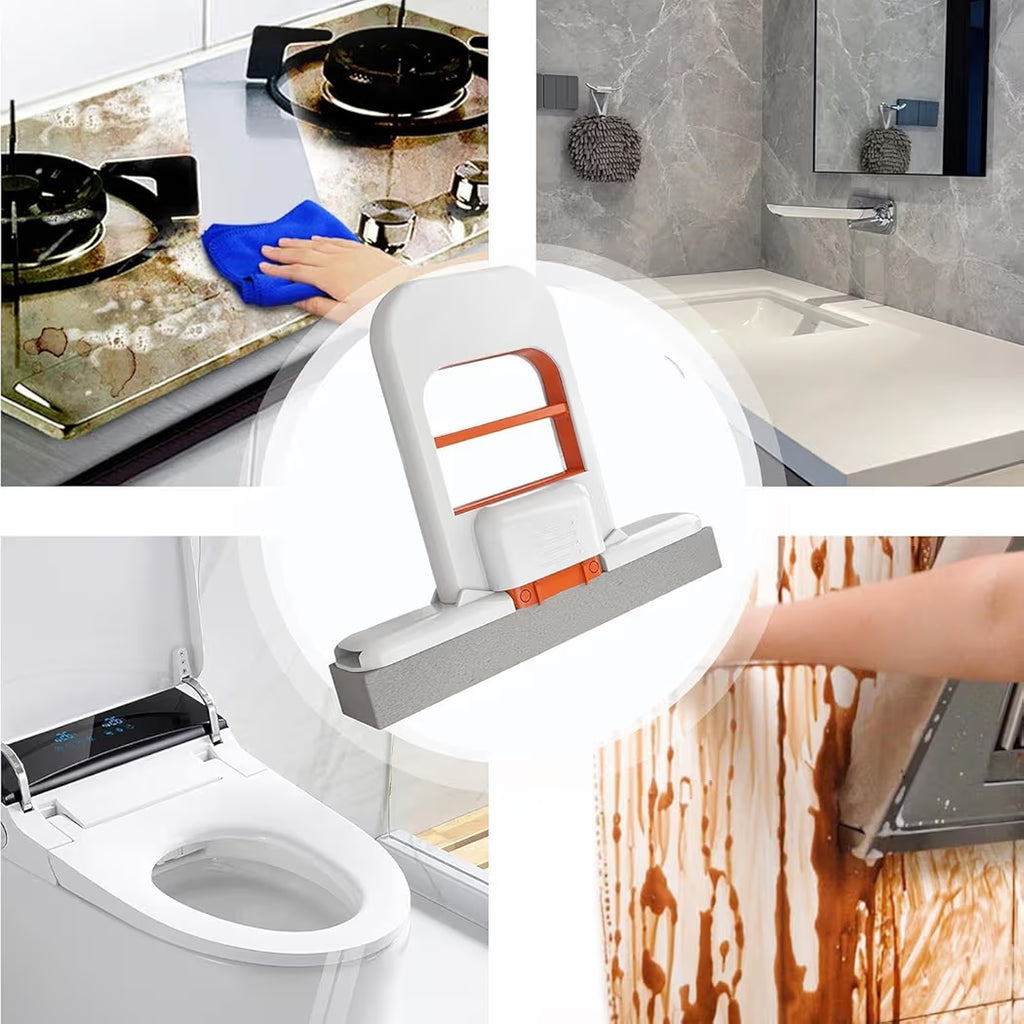 Mini Foldable Desktop Mop Sponge Cleaning Tool, Wet and Dry Use Cleaning System, Durable Hands-Free Lazy Mop for Wet Dry Use on Kitchen, Countertops, Glass Bathroom