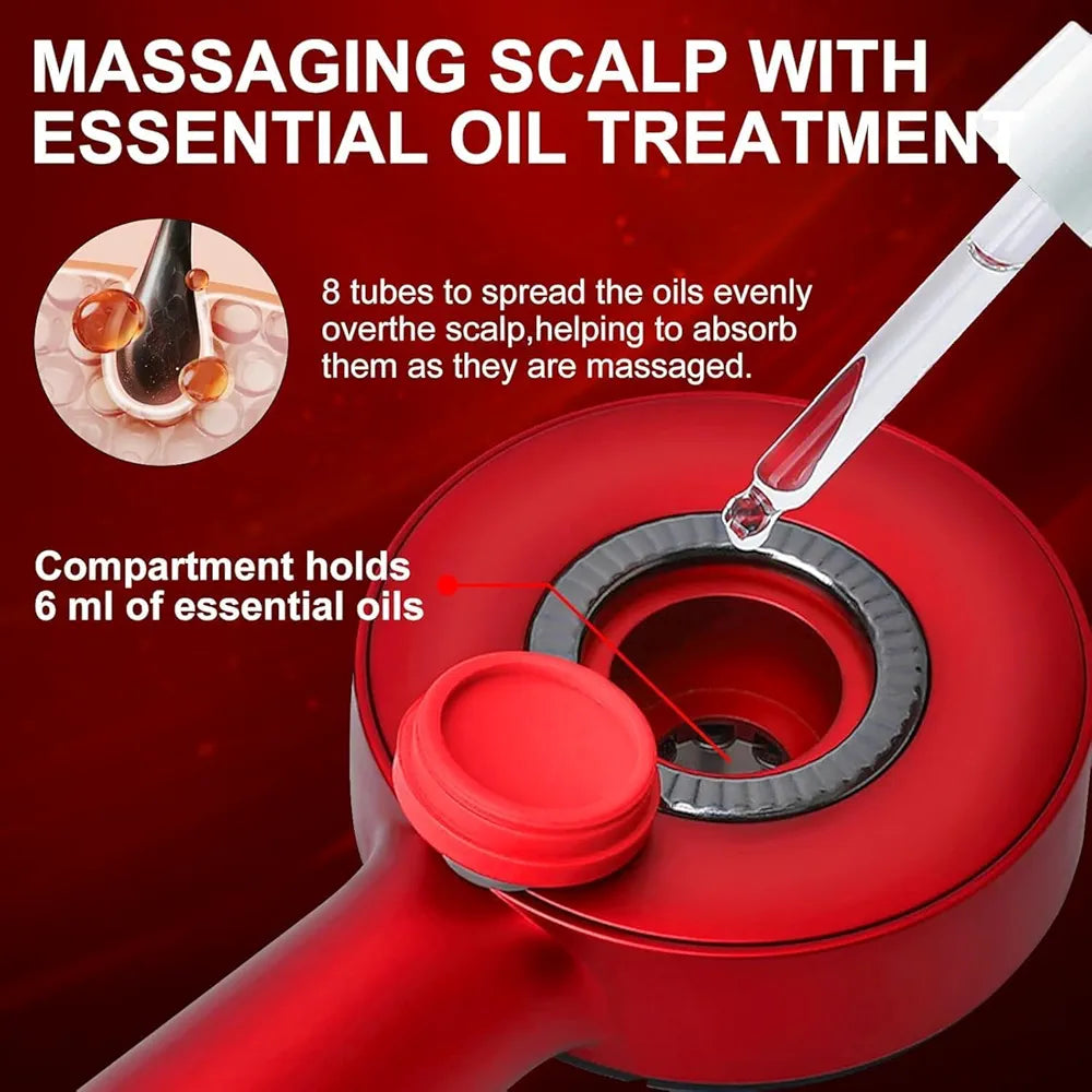 Electric Scalp Massager & Oil Applicator - Rechargeable Hair Growth Massager with Vibration & Silicone Brush for Relaxation & Hair Care