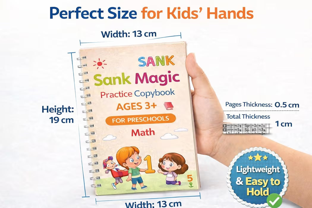 Magic Practice Copybook for Kids with Grooved Letters, Handwriting Improvement Book Set of 4, Reusable Writing Book with Pen Grip & 10 Refills, Preschool Learning Kit Age 3-8