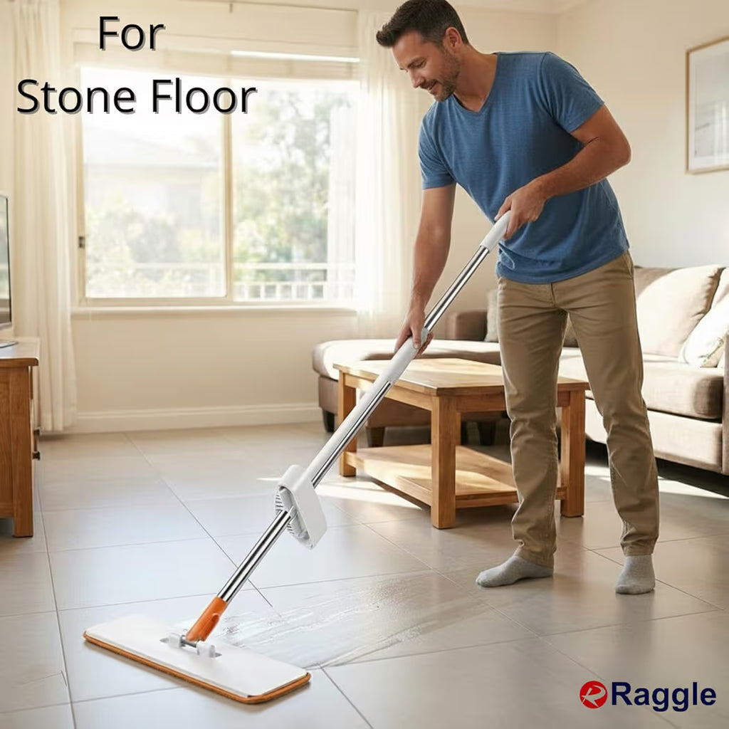 Flat Microfiber Magic Mop for Floor Cleaning,Home Hands Free Squeeze for Floor, Stainless-Steel Handle and Microfiber Refill