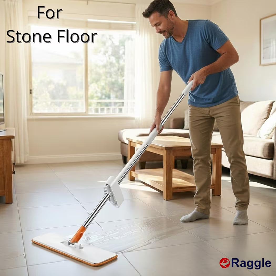 Flat Microfiber Magic Mop for Floor Cleaning,Home Hands Free Squeeze for Floor, Stainless-Steel Handle and Microfiber Refill