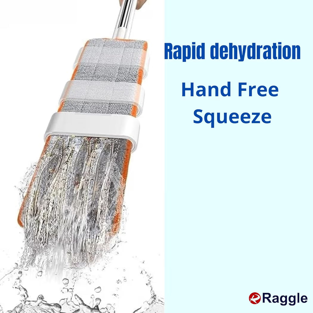 Flat Microfiber Magic Mop for Floor Cleaning,Home Hands Free Squeeze for Floor, Stainless-Steel Handle and Microfiber Refill