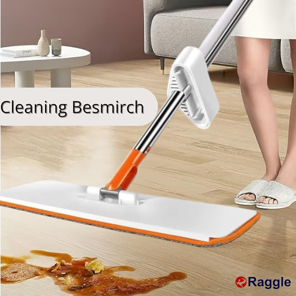 Flat Microfiber Magic Mop for Floor Cleaning,Home Hands Free Squeeze for Floor, Stainless-Steel Handle and Microfiber Refill