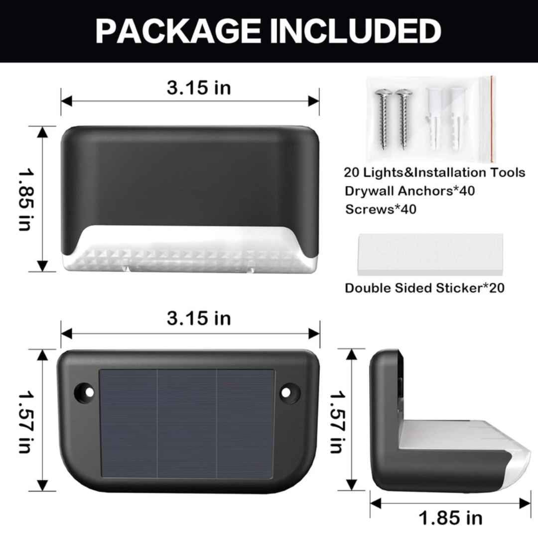 Waterproof Solar Deck Lights 4Pcs Outdoor LED Solar Step Lights for Patio Stairs Solar Light Set (Wall Mounted Pack of 4)
